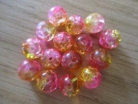 Crackle Beads Roze/Geel