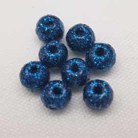 Glitter Kralen - Cobalt Blue - 4 mm