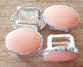 Metalen Schuiver Ovaal Zilver - Light Peach