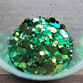 Kameleon Hexagon Glitter - Goud Groen - 7130