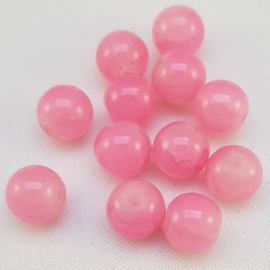 Glaskralen Crackled Opal - Rose Pink 8 mm