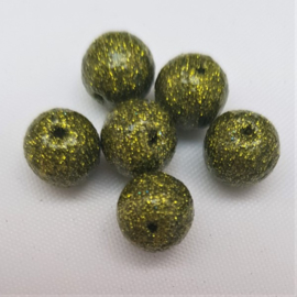 Glitter Kralen - Olive Green - 8 mm