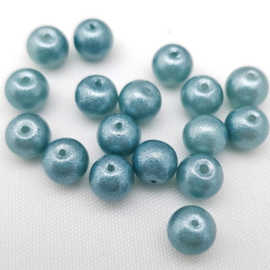 Glaskralen Pearl Glitter - Haze Blue - 6 mm