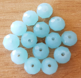 Disc Top Facet - Aqua Blue Opal 8x6 mm