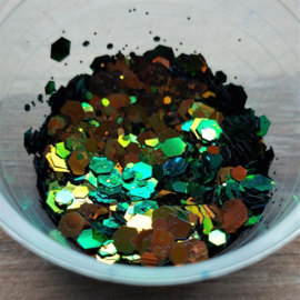 Kameleon Hexagon Glitter - Groen - 7111