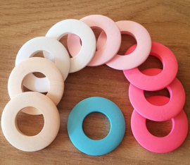 50 mm platte gekleurde houten ringen 50% korting