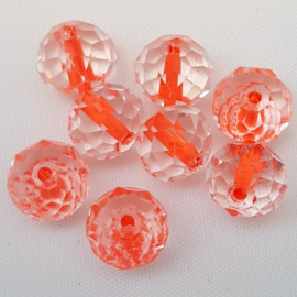 Rondell Facet Transparant - kern Oranje Gekleurd - 10 x 8 mm