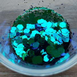 Kameleon Hexagon Glitter - Groen Blauw  - 7888