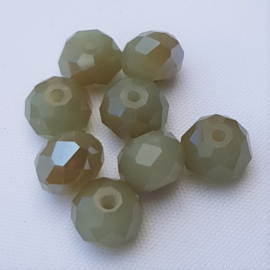 Top Facet Disc- 8 x 6 mm - Sage Green - Pearl High Shine Coating
