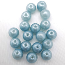 Glaskralen Pearl Glitter - Light Haze Blue - 6 mm