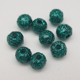 Glitter Kralen - Dark Turquoise Green - 4 mm