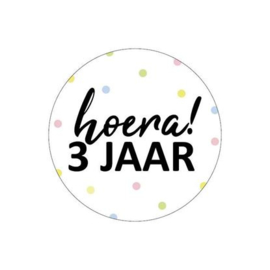 Sticker "Hoera 3 jaar"