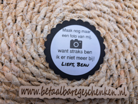 Gepersonaliseerde sticker "Afscheid" fototoestel