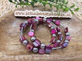 Wikkelarmband acryl  "Roze"
