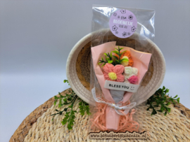 Geluksboeketje "Bless You" roze