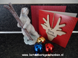 Kerstkaart met houten hanger