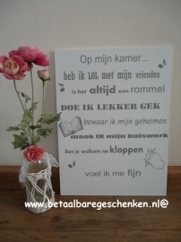 Tekstbord "mijn kamer"