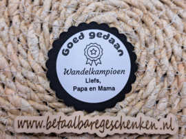 Gepersonaliseerde sticker  "Geslaagd" Wandelkampioen
