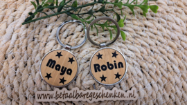 Luxe houten sleutelhanger met naam