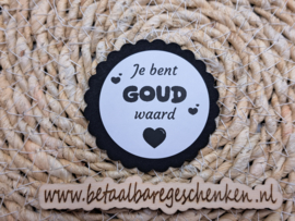 Gepersonaliseerde sticker "Bedankt" goud waard