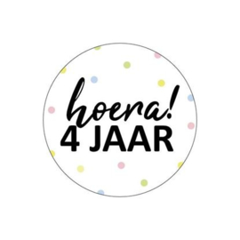 Sticker "Hoera 4 jaar"