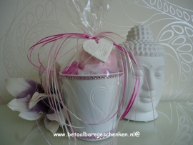 Cadeauset Badbruisbal "Love wit/roze"