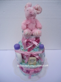 Luiertaart "Rabbit Roze"