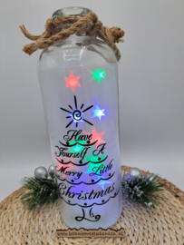 Grote verlichte kerstfles boom
