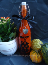 Verlichte fles Halloween huis