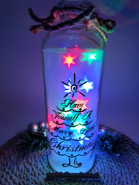 Grote verlichte kerstfles boom