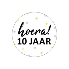 Sticker "Hoera 10 jaar"