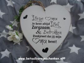 Houten hart "Oma"