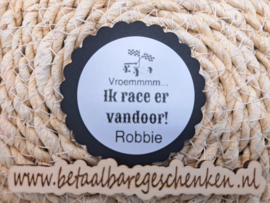 Gepersonaliseerde sticker "Afscheid" Race-auto