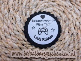 Gepersonaliseerde sticker "Bedankt" Fijne tijd Game