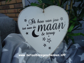 Houten Hart "Maan"