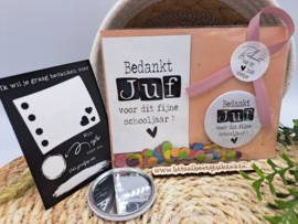 Jufcadeautje spiegeltje "fijn schooljaar" wit