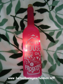 Fles met licht "Prosecco" roze