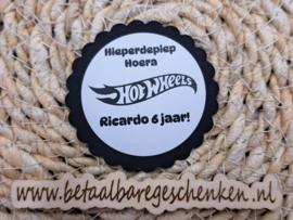 Gepersonaliseerde sticker "Verjaardag Hotwheels"