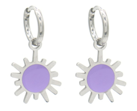 Oorbellen RVS zon zilver