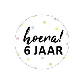 Sticker "Hoera 6 jaar"