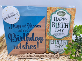 Houten onderzetter "Happy Birthday"