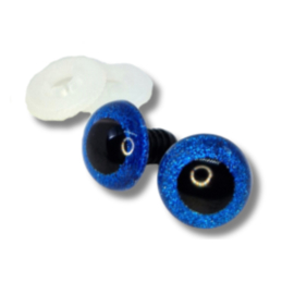 Veiligheidsogen glitter blauw 8 mm