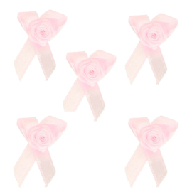 Strikje met roosje roze (5 stuks)