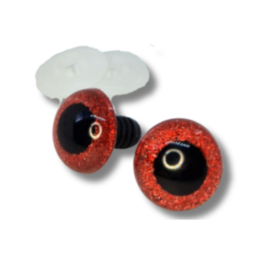 Veiligheidsogen glitter rood 8 mm