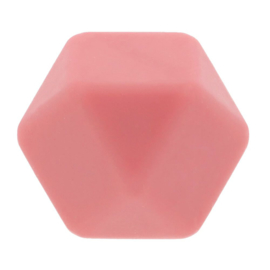 Siliconen Kraal Hexagon 14 mm nr. 748 oud roze