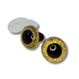 Veiligheidsogen glitter goud 8 mm