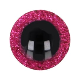 Veiligheidsogen glitter 8 mm roze
