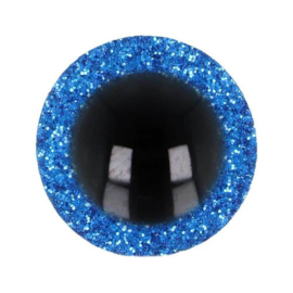 Veiligheidsogen glitter 8 mm blauw