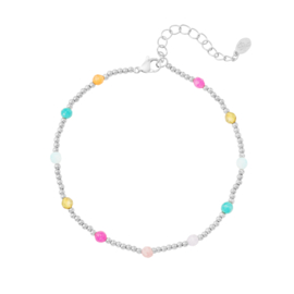 Enkelbandje Beads Colors | Zilver