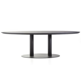 Eettafel ovaal 240x110 cm zwart, Eiken